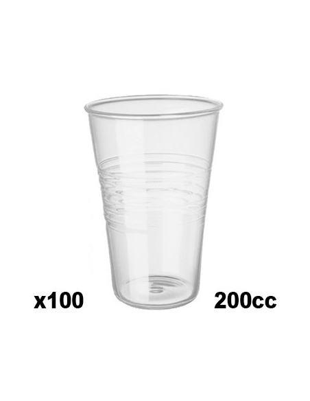 Vasos Plasticos - 200 cc - PP - Transparentes - 2,1 Gr - Ø70 -( PAQUETE DE 100 )