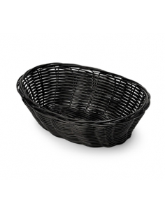 >> Unidad - Cesta - SMX 9081 - Rattan Oval Negra - 24x16x8 cm