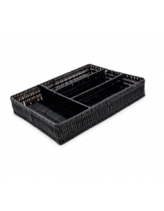 >> Unidad - Cesta 4 Departamentos - SMX 9085 - Rattan Negra - 36x28x6,5 cm