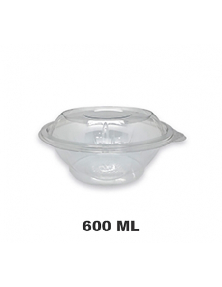 ARCHIVADO >> Tira de 50 Bowls - Transparentes PET Con Tapa - ERPEBO03 - 600 ml. - Tira 50 u.