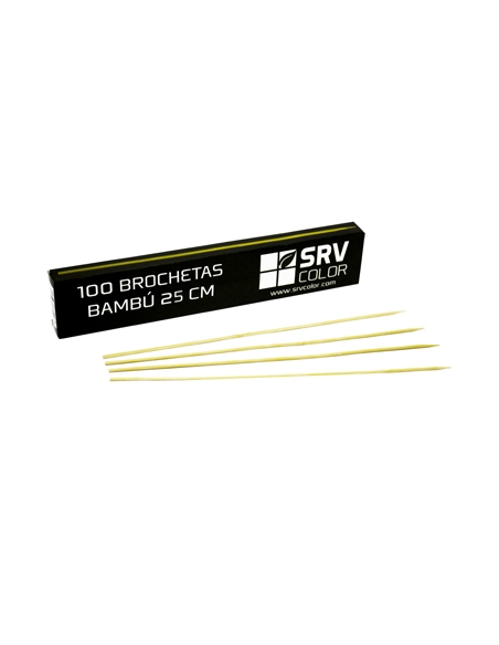 >> Paquete de 100 Brochetas Bamboo - SRV Color - 25 cm x 2,5 mm