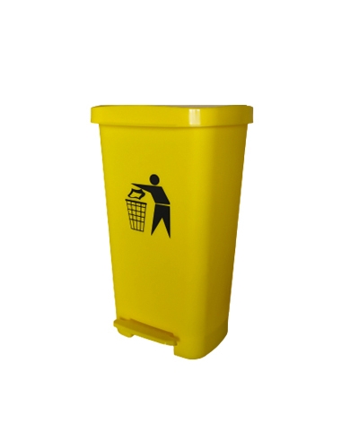 >> Unidad - Papelera Amarilla  - SRV COLOR - Con Pedal - 66x36x40 cm - 50 LT
