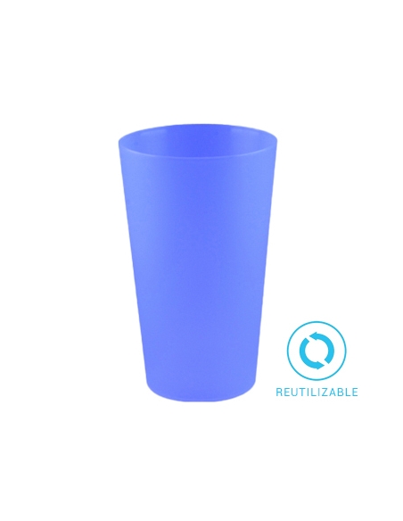 >> Paquete 16 Vasos - AZULES - PP - Rigidos - ECO - Reutilizables - 330 cc - 29 Gr