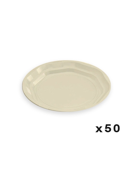 ARCHIVADO >> Paquete de 50 Platos - Plasticos - Llanos - Reutilizables - 20,5 cm