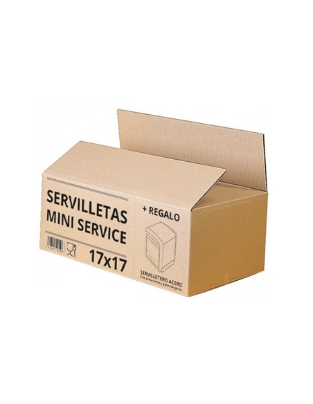 >> Caja de Servilletas - Miniservice Sulfito - 17x17 -  (140x70 = 9.800 Serv.) + SERVILLETERO