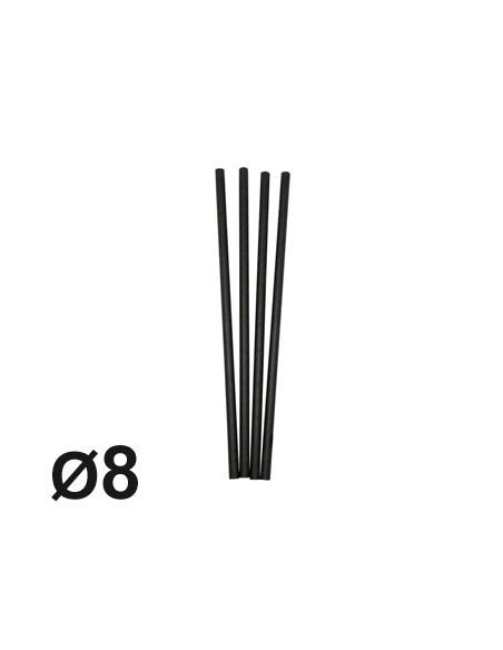 Cañitas de Papel - Negras - 20cm x Ø8 mm - ( PAQUETE DE 100 )