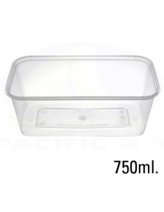 Tarrinas Chinas - Rectangulares - PP - 750 cc - T750A - Con Tapa -  ( TIRA DE 50 )