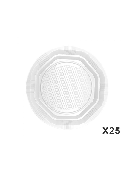 Platos - Plasticos - 22 cm - Blancos - Reutilizables - ( PAQUETE DE 25 )