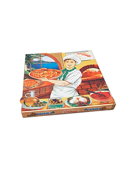 Cajas de Pizza - 33x33 cm - 3,5 cm - Mod. Francia - ( PAQUETE DE 100 )