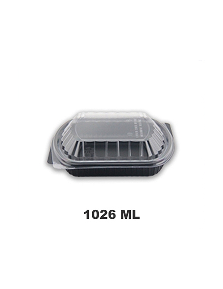 Envases PP - Base Negra + Tapa PP - 240x200x41 mm - 1026 ml - ( CAJA DE 200 )