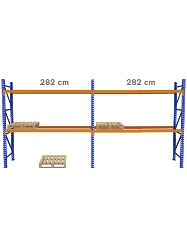 Estanteria 2 Tramos de 282 cm, Alto 290, Fondo 110, Peso 3000 kg