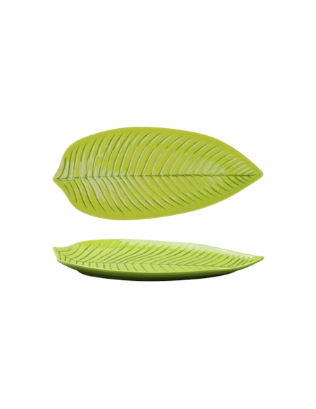 Plato Melamina - Hoja Verde - 36x13x3 cm - ( UNIDAD )