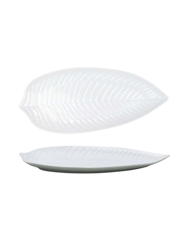 Plato Melamina - Hoja Blanca - 36x13x3 cm - ( UNIDAD )