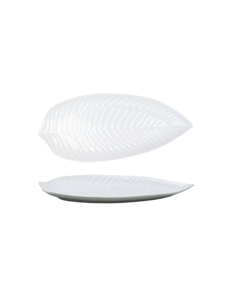 Plato Melamina - Hoja Blanca - 36x13x3 cm - ( UNIDAD )