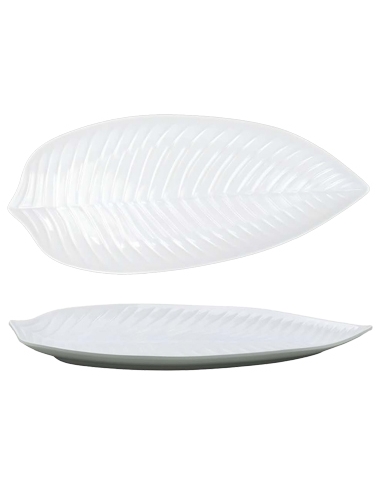 Plato Melamina - Hoja Blanca - 45x24x4 cm - ( UNIDAD )