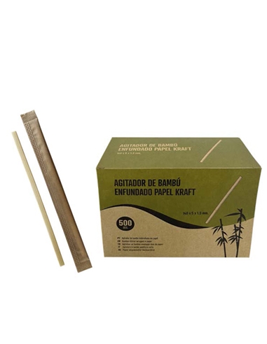 Agitador Bambu - Funda Papel - 14 cm ( CAJA DE 500 )