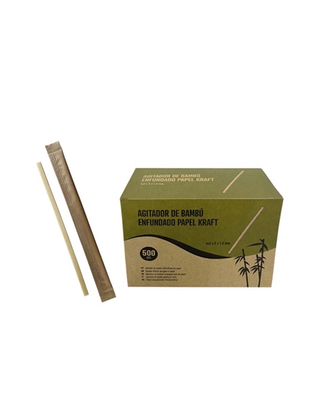 Agitador Bambu - Funda Papel - 14 cm ( CAJA DE 500 )