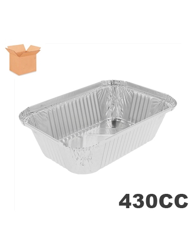 Tarrinas - Aluminio -  430 cc - Rectangular - 109x84x40 mm - ( CAJA DE 10 TIRAS DE 100 )