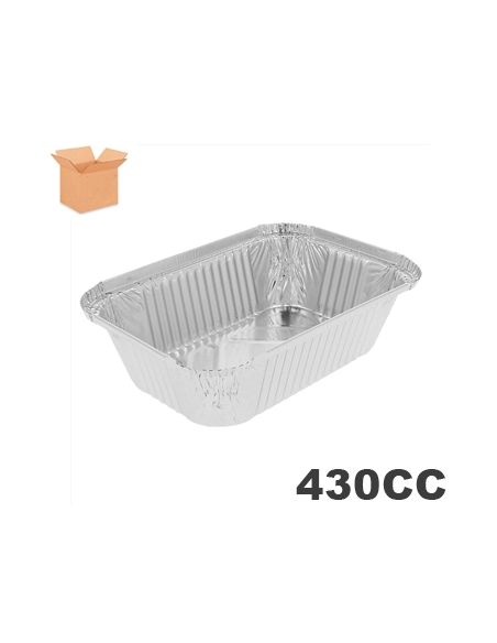 Tarrinas - Aluminio -  430 cc - Rectangular - 109x84x40 mm - ( CAJA DE 10 TIRAS DE 100 )