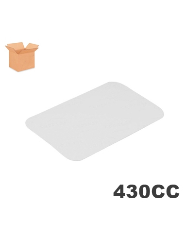 Tapas Tarrinas - 430 cc - Rectangular - 109x84 mm - ( CAJA DE 10 PAQUETES DE 100 )