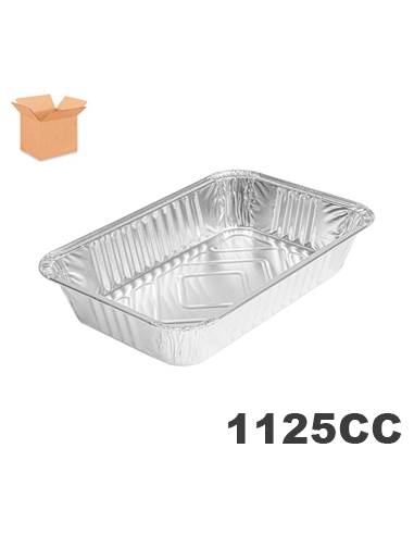 Tarrinas - Aluminio - 1125 cc - Rectangular - 196x144x35 mm - ( CAJA DE 10 TIRAS DE 100 )