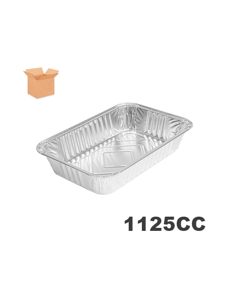 Tarrinas - Aluminio - 1125 cc - Rectangular - 196x144x35 mm - ( CAJA DE 10 TIRAS DE 100 )