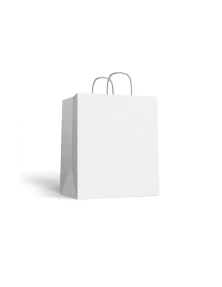 Bolsas Papel - Blancas - Asa Rizada - 32+21x34 - ( CAJA DE 250 )