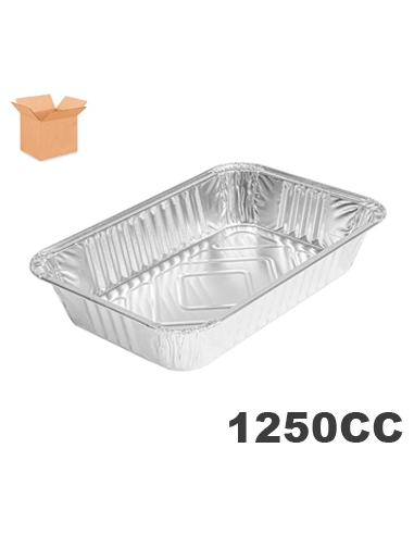 Tarrinas - Aluminio - 1250 cc - Rectangular - 238x160x49 mm - ( CAJA DE 10 TIRAS DE 100 )