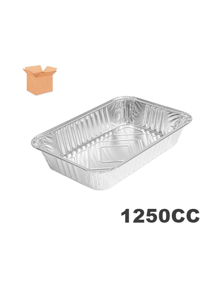 Tarrinas - Aluminio - 1250 cc - Rectangular - 238x160x49 mm - ( CAJA DE 10 TIRAS DE 100 )