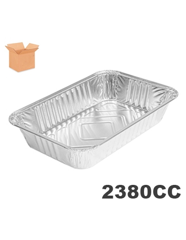 Tarrinas - Aluminio - 2380 cc - Rectangular - 280x176x39 mm - ( CAJA DE 10 TIRAS DE 50 )