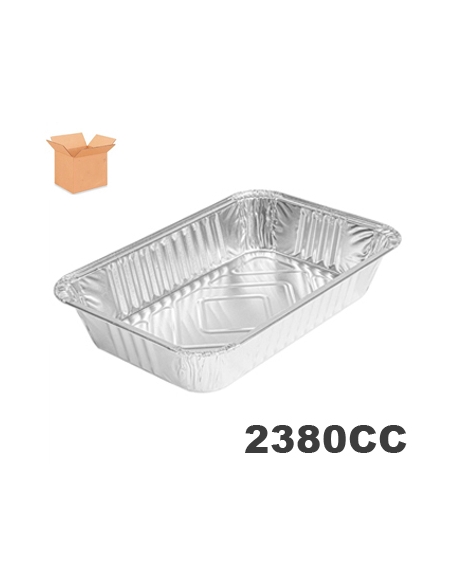 Tarrinas - Aluminio - 2380 cc - Rectangular - 280x176x39 mm - ( CAJA DE 10 TIRAS DE 50 )