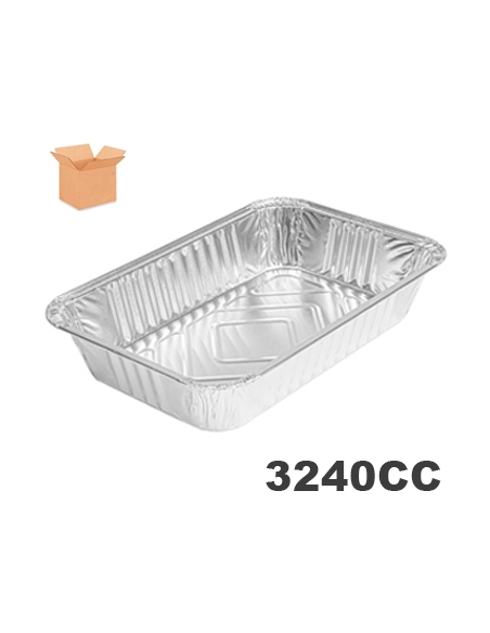 Tarrinas - Aluminio - 3240 cc - Rectangular - 273x213x50 mm - (CAJA DE 4 TIRAS DE 100 )