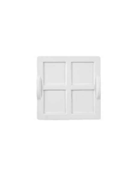 Bandeja - Blanca - Aperitivos - 22x22 cm - 4 Compartimentos - ( UNIDAD )