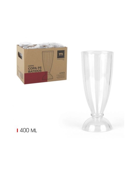Copas Plastico - PS - Batidos - 400 ml - ( PACK DE 6 )