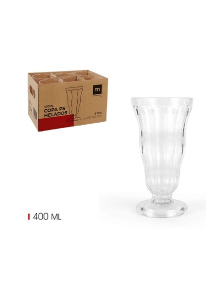 Copas Plastico - PS - Helado - 400 ml - ( PACK DE 6 )