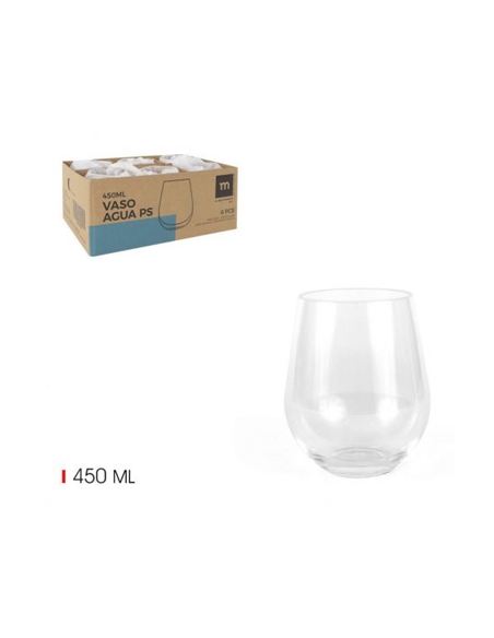 Vasos Plastico - PS - Agua - 450 ml - ( PACK DE 6 )