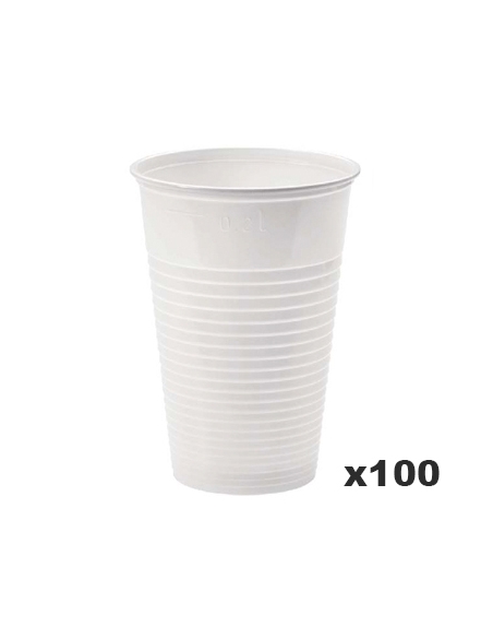 Vasos Plasticos - 200 cc - PP - Blancos - 2,1 Gr - ( PAQUETE DE 100 )