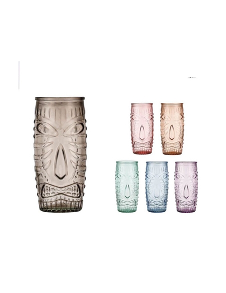 Vasos Cristal - Altos - TIKI - 600 Ml - Colores - ( CAJA DE 6 )