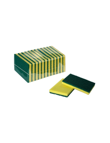 Estropajos Amapola - R003417 - Fibra Amarilla y Verde 14x9x2 Cm - ( PACK DE 12 )