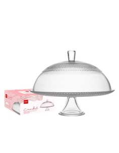 Plato Tarta con Pie + Tapa Crochet - 31 cm - COK - ( UNIDAD )