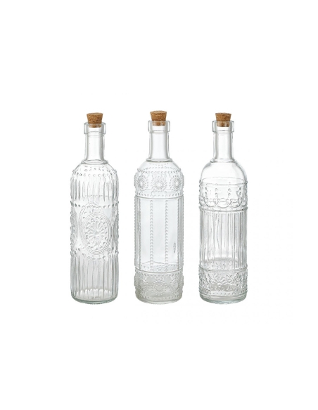 Botellas / Frascas - Cristal - Talladas - Tapon Corcho - 500 CC - ( UNIDAD )