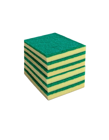 Estropajos Amapola - R003455 - Fibra Amarilla y Verde 14x9x2 Cm - ( PACK DE 6 )