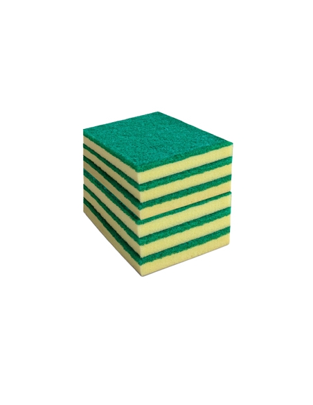 Estropajos Amapola - R003455 - Fibra Amarilla y Verde 14x9x2 Cm - ( PACK DE 6 )