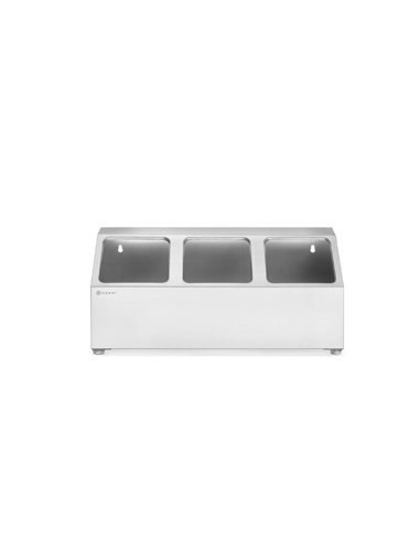 Soporte para recipientes Gastronorm - HENDI - 3 Comp - Sin Cubetas - 512x245x215 mm - ( UNIDAD )