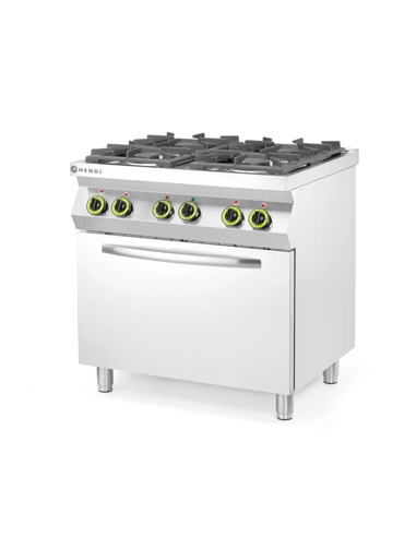 Cocina a Gas de 4 quemadores con horno - 800x722x900 mm - HENDI - ( UNIDAD )