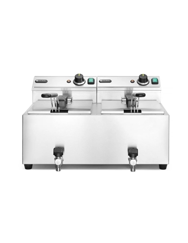 Freidora con grifo - HENDI - 8 + 8 Litros - 	7000W - 610x515x369 mm ( UNIDAD )