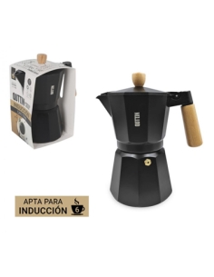 Cafetera - Aluminio - Negra/Madera - QUTTIN - Induccion - 6 Servicios - ( UNIDAD )