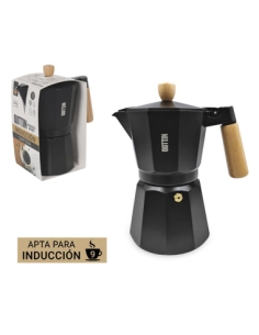 Cafetera - Aluminio - Negra/Madera - QUTTIN - Induccion - 9 Servicios - ( UNIDAD )