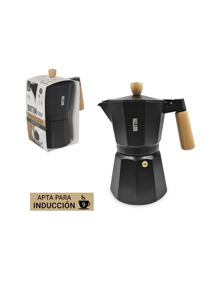 Cafetera - Aluminio - Negra/Madera - QUTTIN - Induccion - 9 Servicios - ( UNIDAD )