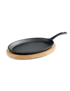 Plato Hierro Fundido Oval + Base Madera - 24x18 cm ( UNIDAD )
